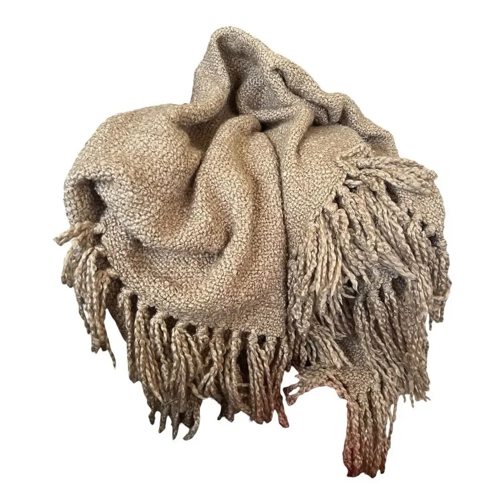 Pottery Barn Throw Blanket Soft Comfy Fringe Dreamy Handwoven 50 x 60